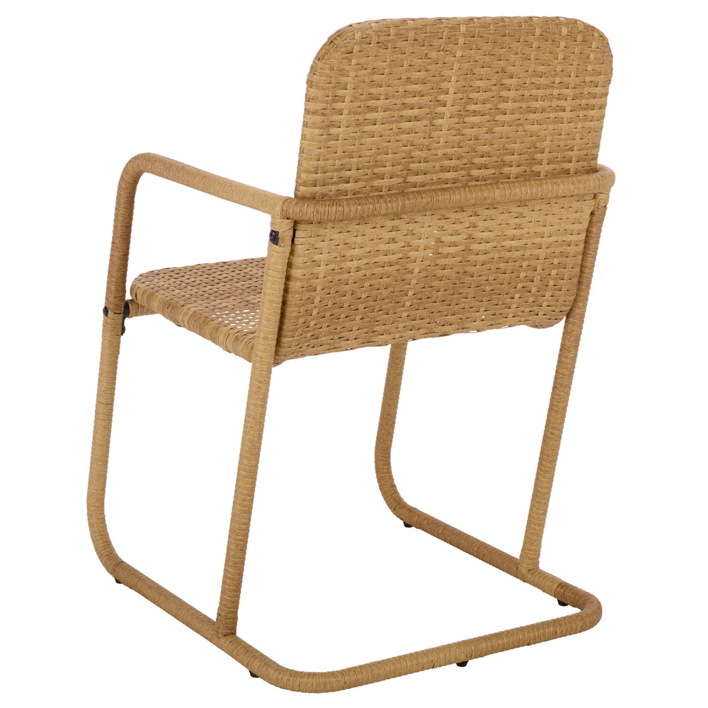 Drew Outdoor Dining Chairs Set Of 2 — Metal Frame With Woven Rattan Texture, Ergonomic Comfort