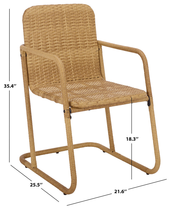 Drew Outdoor Dining Chairs Set Of 2 — Metal Frame With Woven Rattan Texture, Ergonomic Comfort