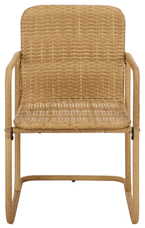 Drew Outdoor Dining Chairs Set Of 2 — Metal Frame With Woven Rattan Texture, Ergonomic Comfort