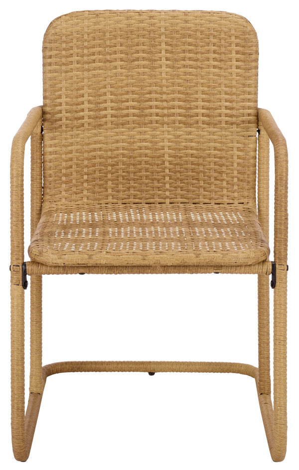 Drew Outdoor Dining Chairs Set Of 2 — Metal Frame With Woven Rattan Texture, Ergonomic Comfort