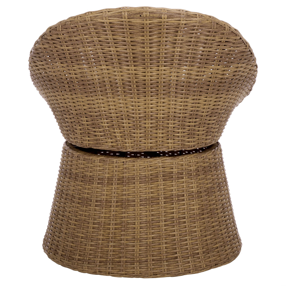 Drew Swivel Chair With Hand-Woven Rattan Wrap, Foam-Cushioned Comfort And 360° Smooth Rotation