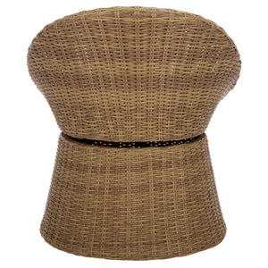 Drew Swivel Chair With Hand-Woven Rattan Wrap, Foam-Cushioned Comfort And 360° Smooth Rotation