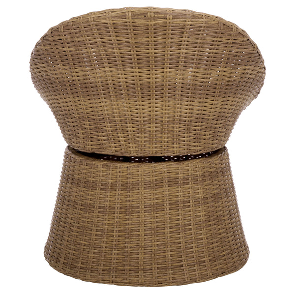 Drew Swivel Chair With Hand-Woven Rattan Wrap, Foam-Cushioned Comfort And 360° Smooth Rotation