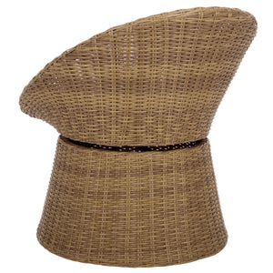 Drew Swivel Chair With Hand-Woven Rattan Wrap, Foam-Cushioned Comfort And 360° Smooth Rotation