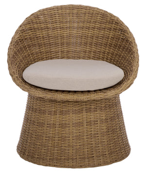 Drew Swivel Chair With Hand-Woven Rattan Wrap, Foam-Cushioned Comfort And 360° Smooth Rotation