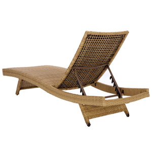 Alex Quick-Dry Foam Chaise Lounger With Woven Rattan Accents, Metal Frame, Weather-Resistant Comfort