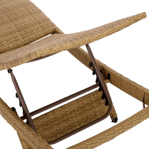 Alex Quick-Dry Foam Chaise Lounger With Woven Rattan Accents, Metal Frame, Weather-Resistant Comfort