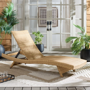 Alex Quick-Dry Foam Chaise Lounger With Woven Rattan Accents, Metal Frame, Weather-Resistant Comfort