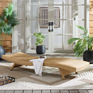 Alex Quick-Dry Foam Chaise Lounger With Woven Rattan Accents, Metal Frame, Weather-Resistant Comfort