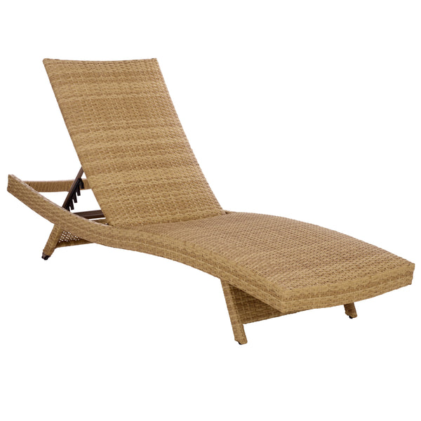 Alex Quick-Dry Foam Chaise Lounger With Woven Rattan Accents, Metal Frame, Weather-Resistant Comfort