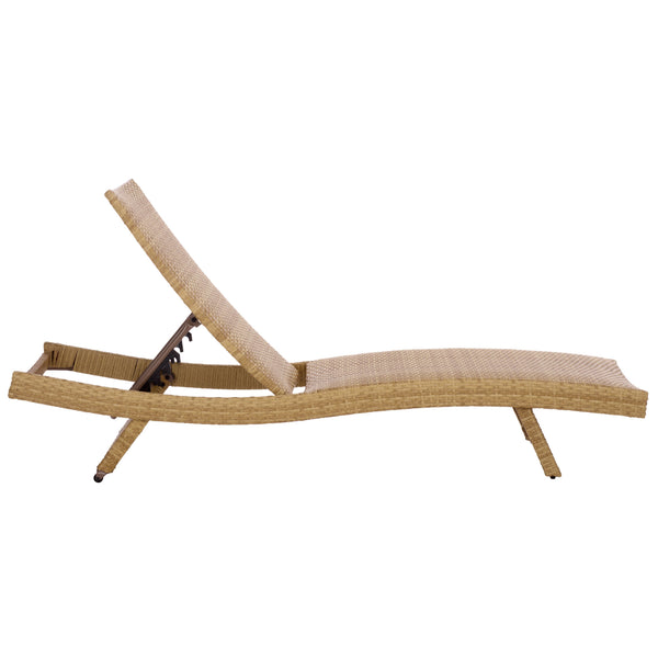 Alex Quick-Dry Foam Chaise Lounger With Woven Rattan Accents, Metal Frame, Weather-Resistant Comfort