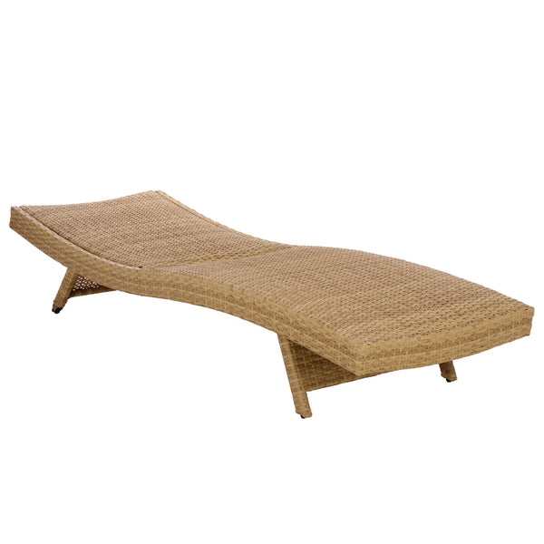 Alex Quick-Dry Foam Chaise Lounger With Woven Rattan Accents, Metal Frame, Weather-Resistant Comfort