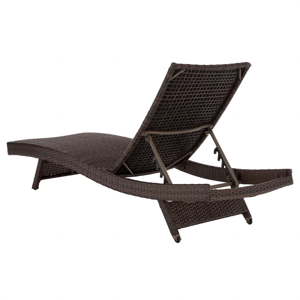 Alex Quick-Dry Foam Chaise Lounger With Woven Rattan Accents, Metal Frame, Weather-Resistant Comfort
