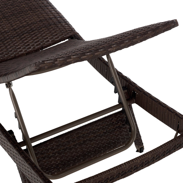 Alex Quick-Dry Foam Chaise Lounger With Woven Rattan Accents, Metal Frame, Weather-Resistant Comfort
