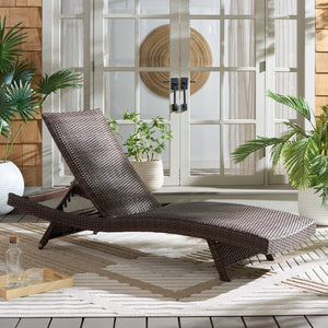 Alex Quick-Dry Foam Chaise Lounger With Woven Rattan Accents, Metal Frame, Weather-Resistant Comfort