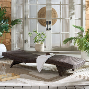 Alex Quick-Dry Foam Chaise Lounger With Woven Rattan Accents, Metal Frame, Weather-Resistant Comfort