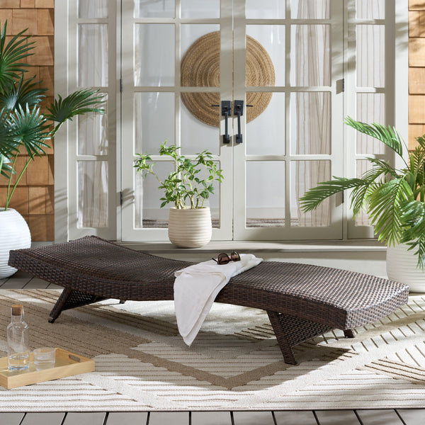 Alex Quick-Dry Foam Chaise Lounger With Woven Rattan Accents, Metal Frame, Weather-Resistant Comfort