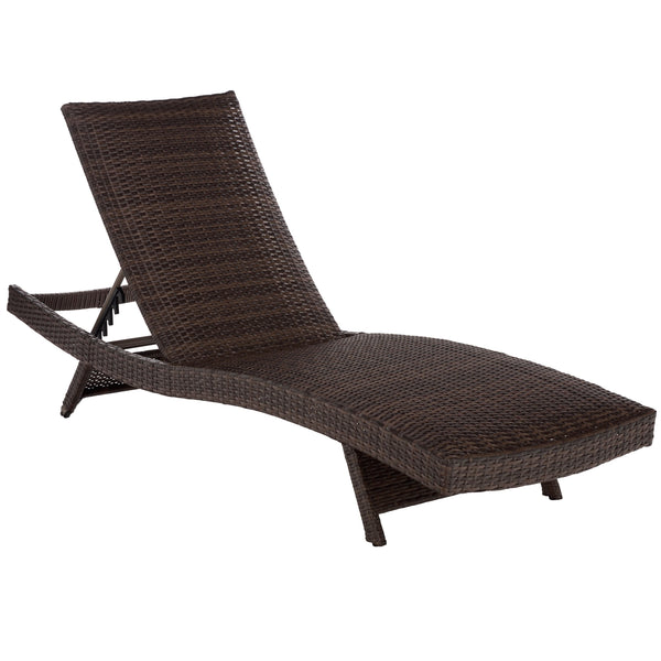 Alex Quick-Dry Foam Chaise Lounger With Woven Rattan Accents, Metal Frame, Weather-Resistant Comfort