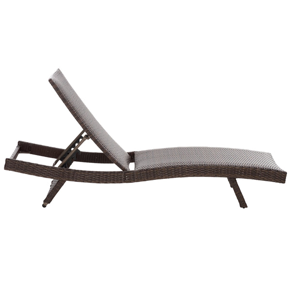Alex Quick-Dry Foam Chaise Lounger With Woven Rattan Accents, Metal Frame, Weather-Resistant Comfort
