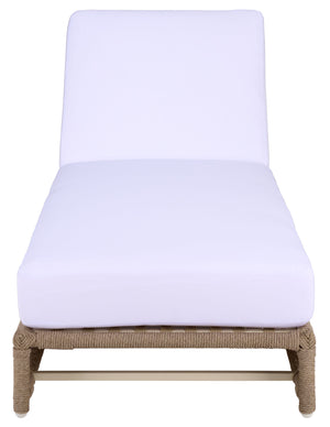 Callan Chaise Lounge With Handwoven Rope And Weather-Resistant Fabric, Durable Metal Frame Comfort
