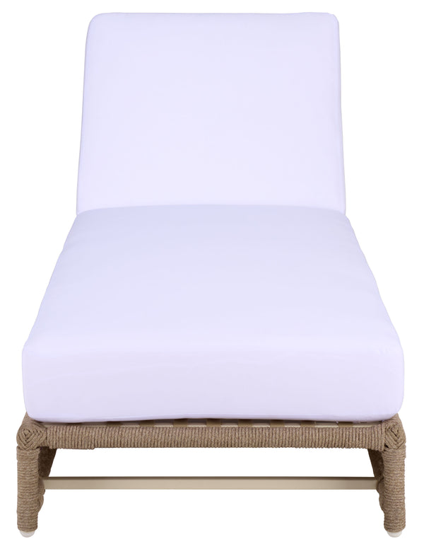 Callan Chaise Lounge With Handwoven Rope And Weather-Resistant Fabric, Durable Metal Frame Comfort