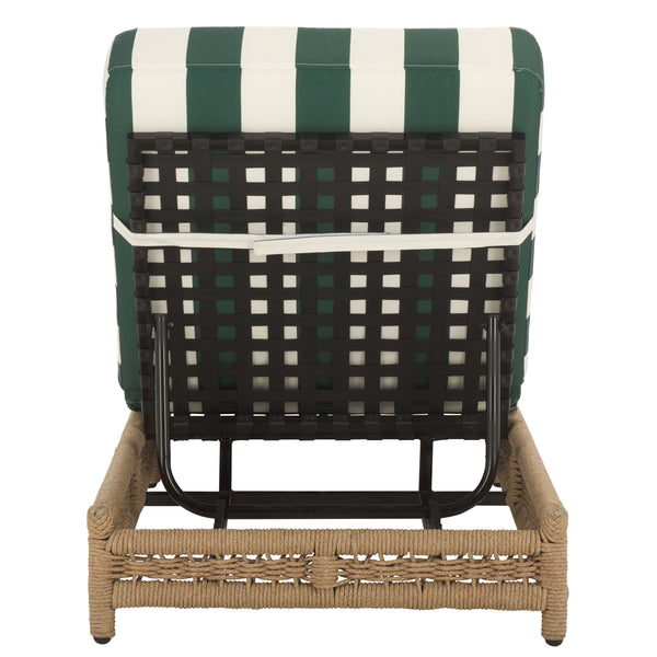 Safavieh Callan Lounger - Stylish Outdoor Chair For Patio & Garden, Comfortable Metal Frame And Chic Design Heather Tan ,Hunter Green Str Metal,Rope,Fabric,Foam Pat7547h