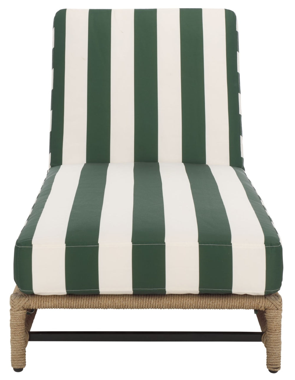 Safavieh CALLAN Lounger - Stylish Outdoor Seating with Comfortable Foam Cushioning for Patios and Poolsides Heather Tan / Hunter Green Str PAT7547H