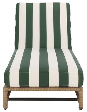 Safavieh Callan Lounger - Stylish Outdoor Chair For Patio & Garden, Comfortable Metal Frame And Chic Design Heather Tan ,Hunter Green Str Metal,Rope,Fabric,Foam Pat7547h