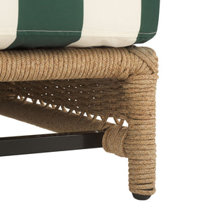 Safavieh Callan Lounger - Stylish Outdoor Chair For Patio & Garden, Comfortable Metal Frame And Chic Design Heather Tan ,Hunter Green Str Metal,Rope,Fabric,Foam Pat7547h