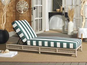 Safavieh Callan Lounger - Stylish Outdoor Chair For Patio & Garden, Comfortable Metal Frame And Chic Design Heather Tan ,Hunter Green Str Metal,Rope,Fabric,Foam Pat7547h