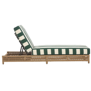 Safavieh Callan Lounger - Stylish Outdoor Chair For Patio & Garden, Comfortable Metal Frame And Chic Design Heather Tan ,Hunter Green Str Metal,Rope,Fabric,Foam Pat7547h