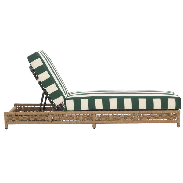 Safavieh Callan Lounger - Stylish Outdoor Chair For Patio & Garden, Comfortable Metal Frame And Chic Design Heather Tan ,Hunter Green Str Metal,Rope,Fabric,Foam Pat7547h