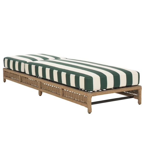 Safavieh CALLAN Lounger - Stylish Outdoor Seating with Comfortable Foam Cushioning for Patios and Poolsides Heather Tan / Hunter Green Str PAT7547H