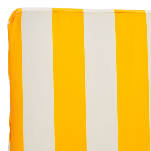 Safavieh CALLAN Lounger - Stylish Outdoor Seating with Comfortable Foam Cushioning for Patios and Poolsides Heather Tan / Yellow Stripe PAT7547Y