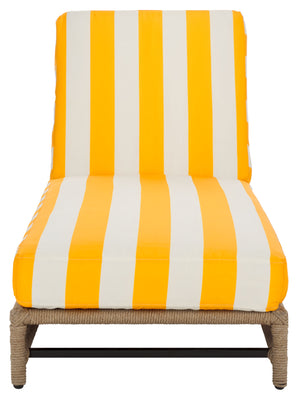 Safavieh Callan Lounger - Stylish Outdoor Chair For Patio & Garden, Comfortable Metal Frame And Chic Design Heather Tan ,Yellow Stripe Metal,Rope,Fabric,Foam Pat7547y
