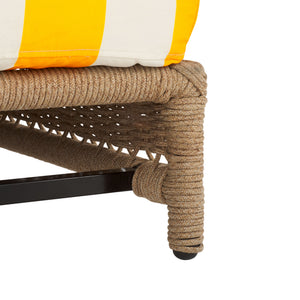 Safavieh Callan Lounger - Stylish Outdoor Chair For Patio & Garden, Comfortable Metal Frame And Chic Design Heather Tan ,Yellow Stripe Metal,Rope,Fabric,Foam Pat7547y