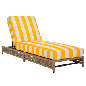 Safavieh Callan Lounger - Stylish Outdoor Chair For Patio & Garden, Comfortable Metal Frame And Chic Design Heather Tan ,Yellow Stripe Metal,Rope,Fabric,Foam Pat7547y