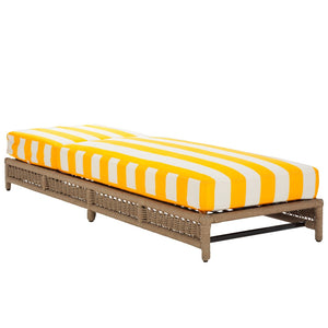 Safavieh CALLAN Lounger - Stylish Outdoor Seating with Comfortable Foam Cushioning for Patios and Poolsides Heather Tan / Yellow Stripe PAT7547Y