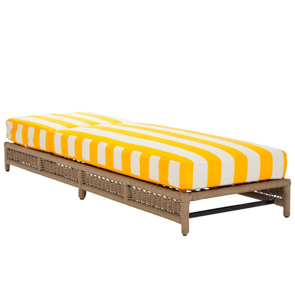 Safavieh CALLAN Lounger - Stylish Outdoor Seating with Comfortable Foam Cushioning for Patios and Poolsides Heather Tan / Yellow Stripe PAT7547Y