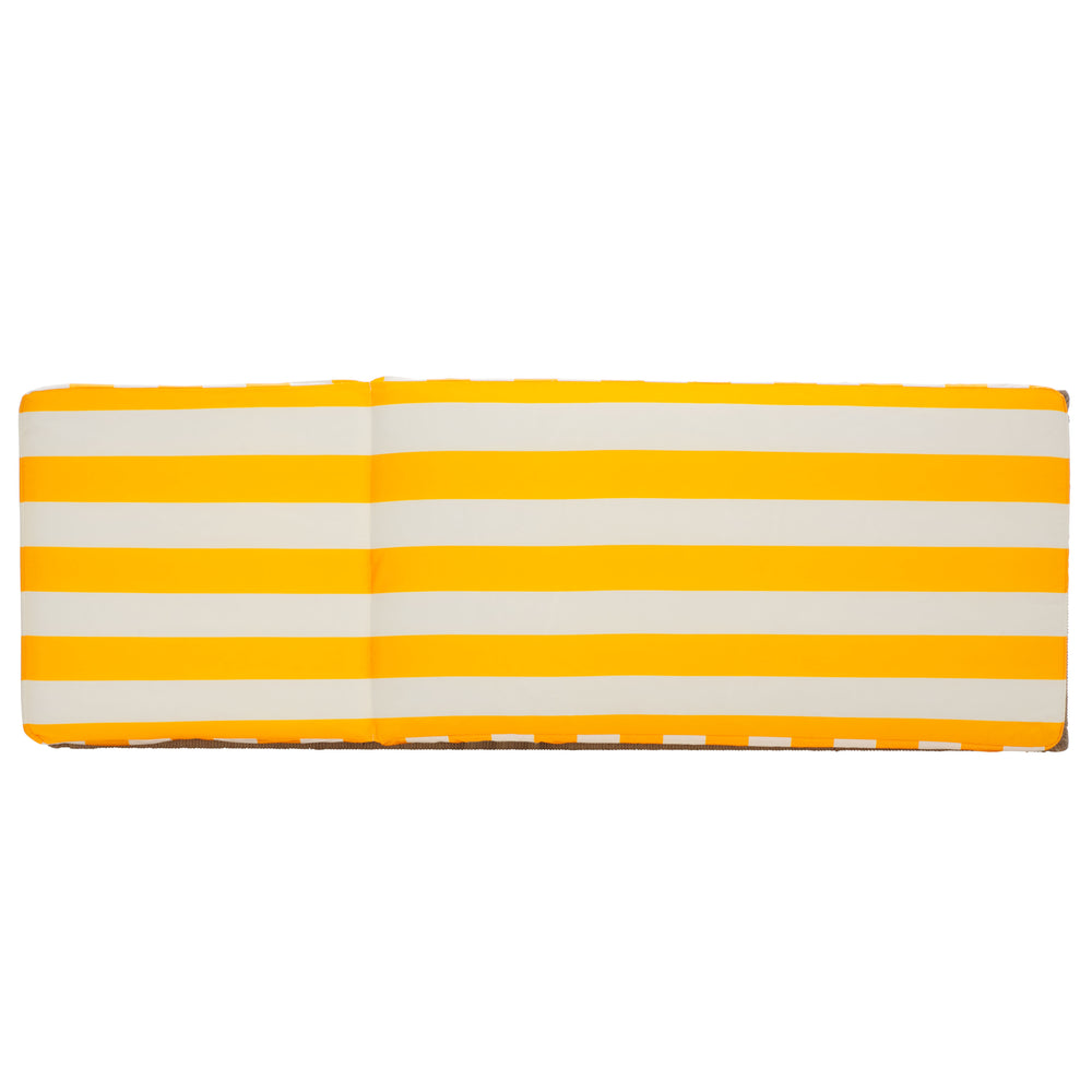 Safavieh Callan Lounger - Stylish Outdoor Chair For Patio & Garden, Comfortable Metal Frame And Chic Design Heather Tan ,Yellow Stripe Metal,Rope,Fabric,Foam Pat7547y