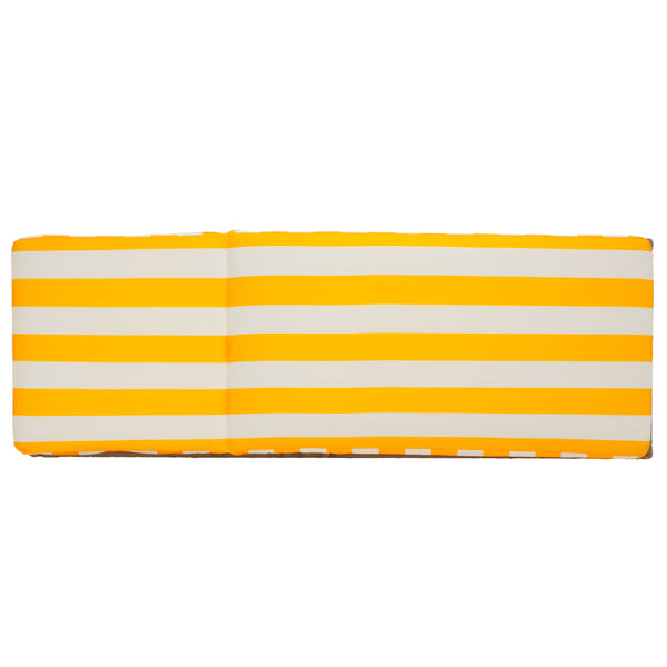 Safavieh Callan Lounger - Stylish Outdoor Chair For Patio & Garden, Comfortable Metal Frame And Chic Design Heather Tan ,Yellow Stripe Metal,Rope,Fabric,Foam Pat7547y