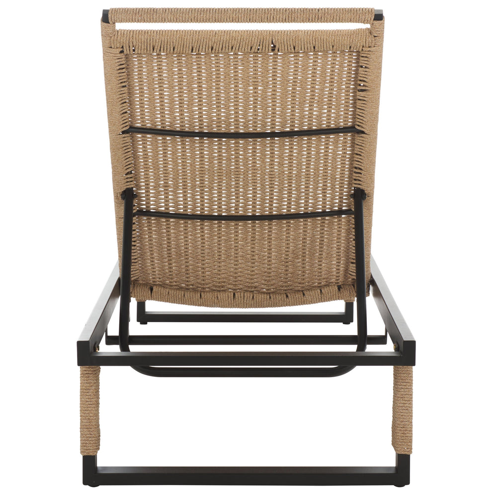 Safavieh Arman Lounger - Elegant Black & Heather Tan Outdoor Seating For Relaxation And Style Black ,Heather Tan Metal,Rope Pat7548a