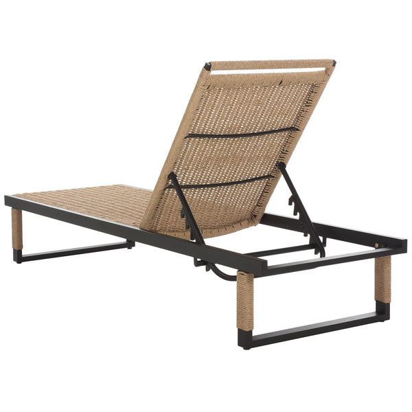 Safavieh Arman Lounger - Elegant Black & Heather Tan Outdoor Seating For Relaxation And Style Black ,Heather Tan Metal,Rope Pat7548a