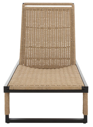 Safavieh Arman Lounger - Elegant Black & Heather Tan Outdoor Seating For Relaxation And Style Black ,Heather Tan Metal,Rope Pat7548a