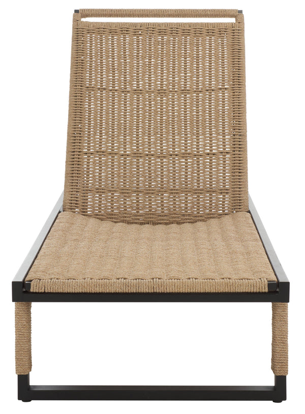 Safavieh Arman Lounger - Elegant Black & Heather Tan Outdoor Seating For Relaxation And Style Black ,Heather Tan Metal,Rope Pat7548a