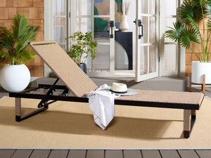 Safavieh Arman Lounger - Elegant Black & Heather Tan Outdoor Seating For Relaxation And Style Black ,Heather Tan Metal,Rope Pat7548a