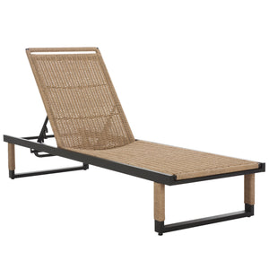 Safavieh Arman Lounger - Elegant Black & Heather Tan Outdoor Seating For Relaxation And Style Black ,Heather Tan Metal,Rope Pat7548a