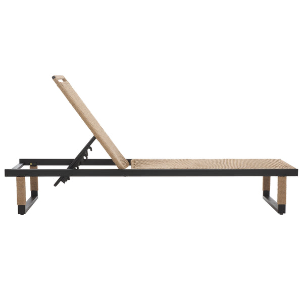 Safavieh Arman Lounger - Elegant Black & Heather Tan Outdoor Seating For Relaxation And Style Black ,Heather Tan Metal,Rope Pat7548a