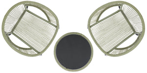 Safavieh Otto 3-piece Outdoor Set In Green & Black – Stylish Metal & Rattan Design For Modern Patios Green ,Black Metal,Rattan Pat7549b