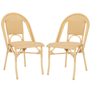 Safavieh Torino Outdoor Chair Set Of 2 - Stylish Aluminum & Pe Wicker For Elegant Patio Living Spaces Natural Wash Metal ,Pe Wicker Pat7550a-set2